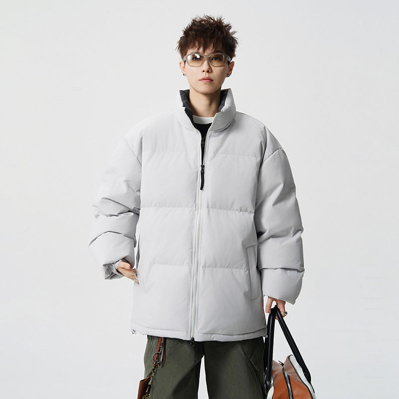 Men's Short Cut Oversized Quilted Jacket with High Collar Mune Fashion