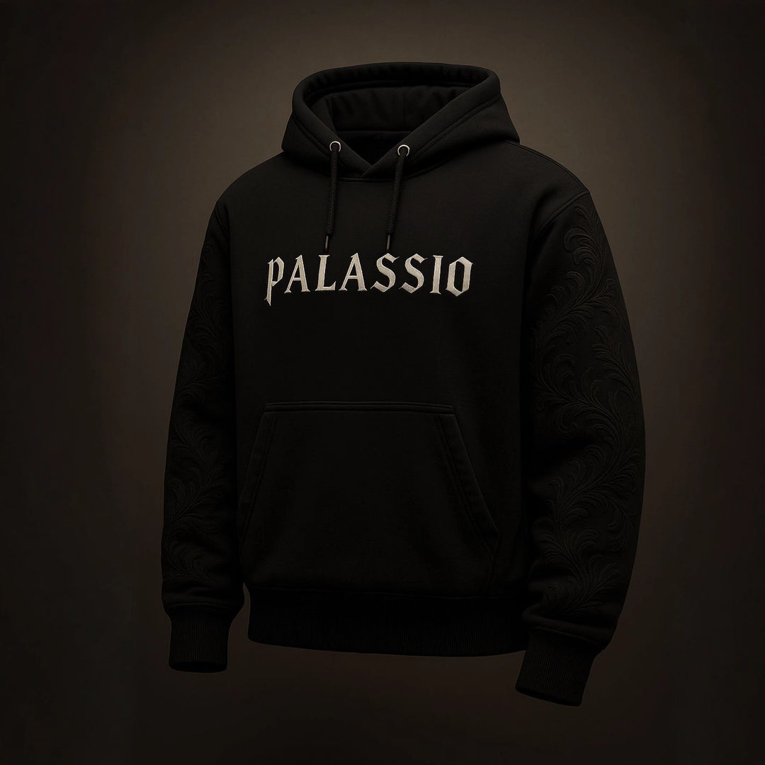 Unisex nan Premium Hoodie with tonal relief embroidery on the sleeves, double hood and kangaroo pocket Mune Fashion