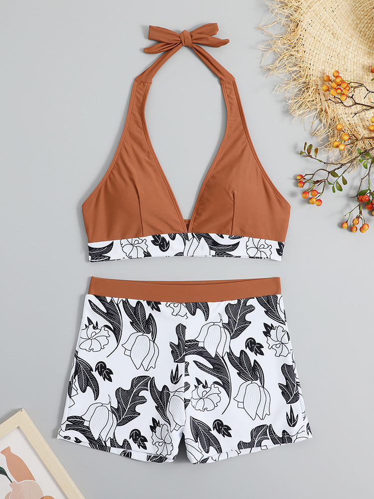 Ladies triangle bikini with floral shorts design Mune Fashion