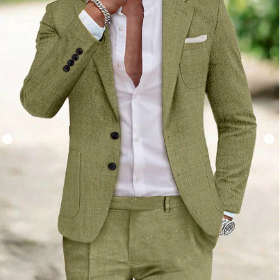 Men's summer seersucker suit with unlined jacket, slim fit, and pleated trousers Mune Fashion