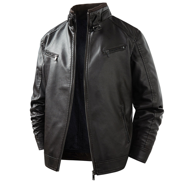 Men's Fashion Leather Jacket with Fleece Lining Mune Fashion