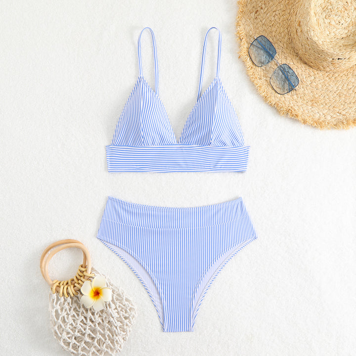 Damen Hochgeschnittener Bikini mit feinen Streifen Echo Archiv