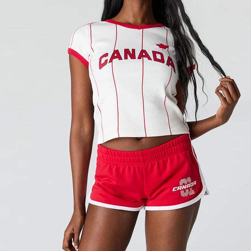 Women's sporty crop top and shorts set made of cotton blend Mune Fashion