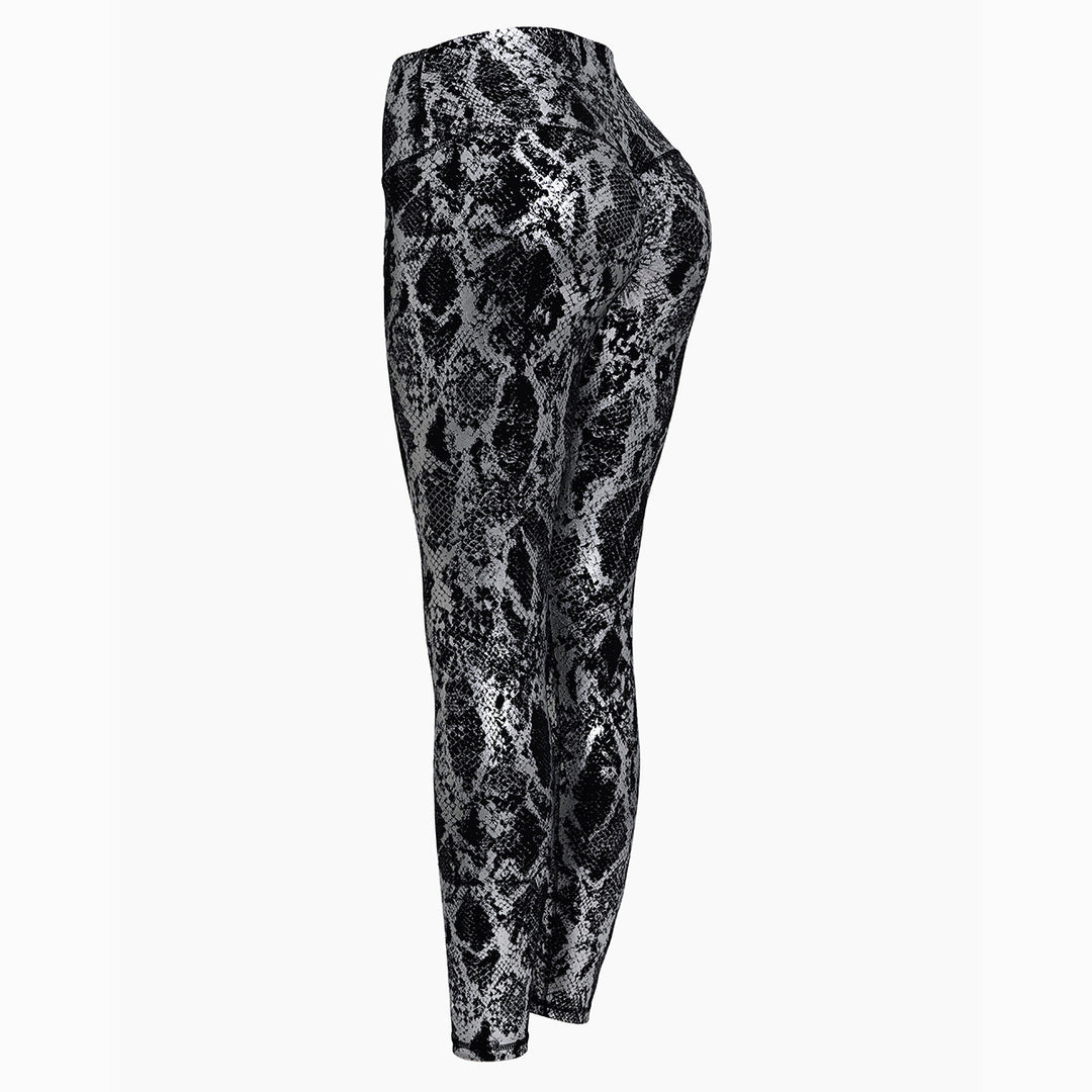 Women's high-waisted sports leggings with shaping compression and structured snake embossing Mune Fashion