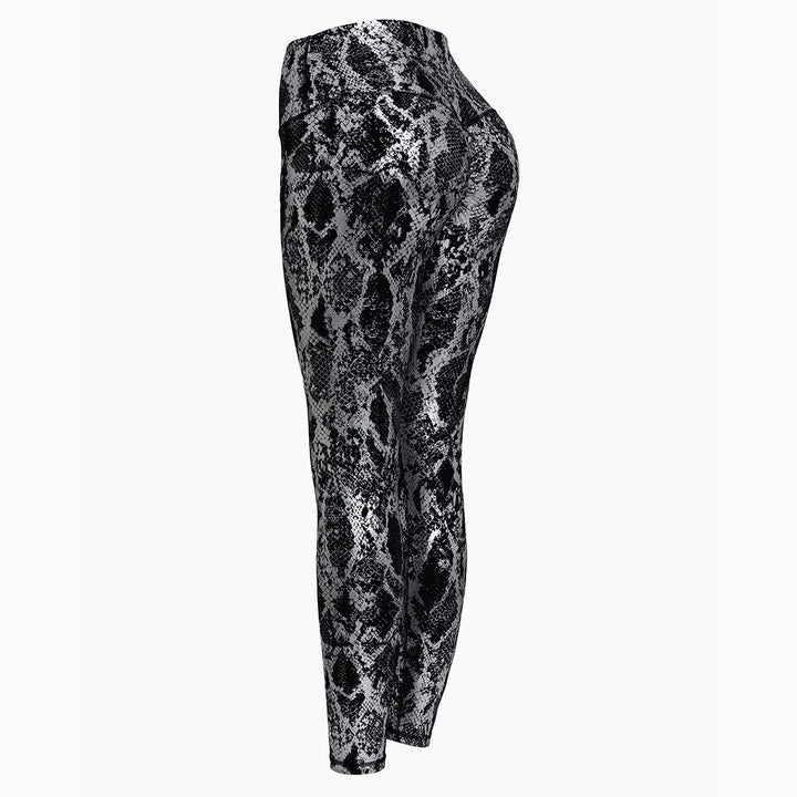 Women's high-waisted sports leggings with shaping compression and structured snake embossing Mune Fashion