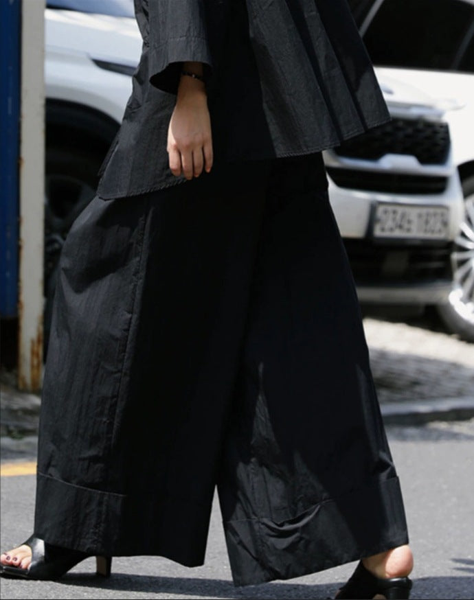 Women's Wide Palazzo Pants with High Waist and Wide Hem Mune Fashion