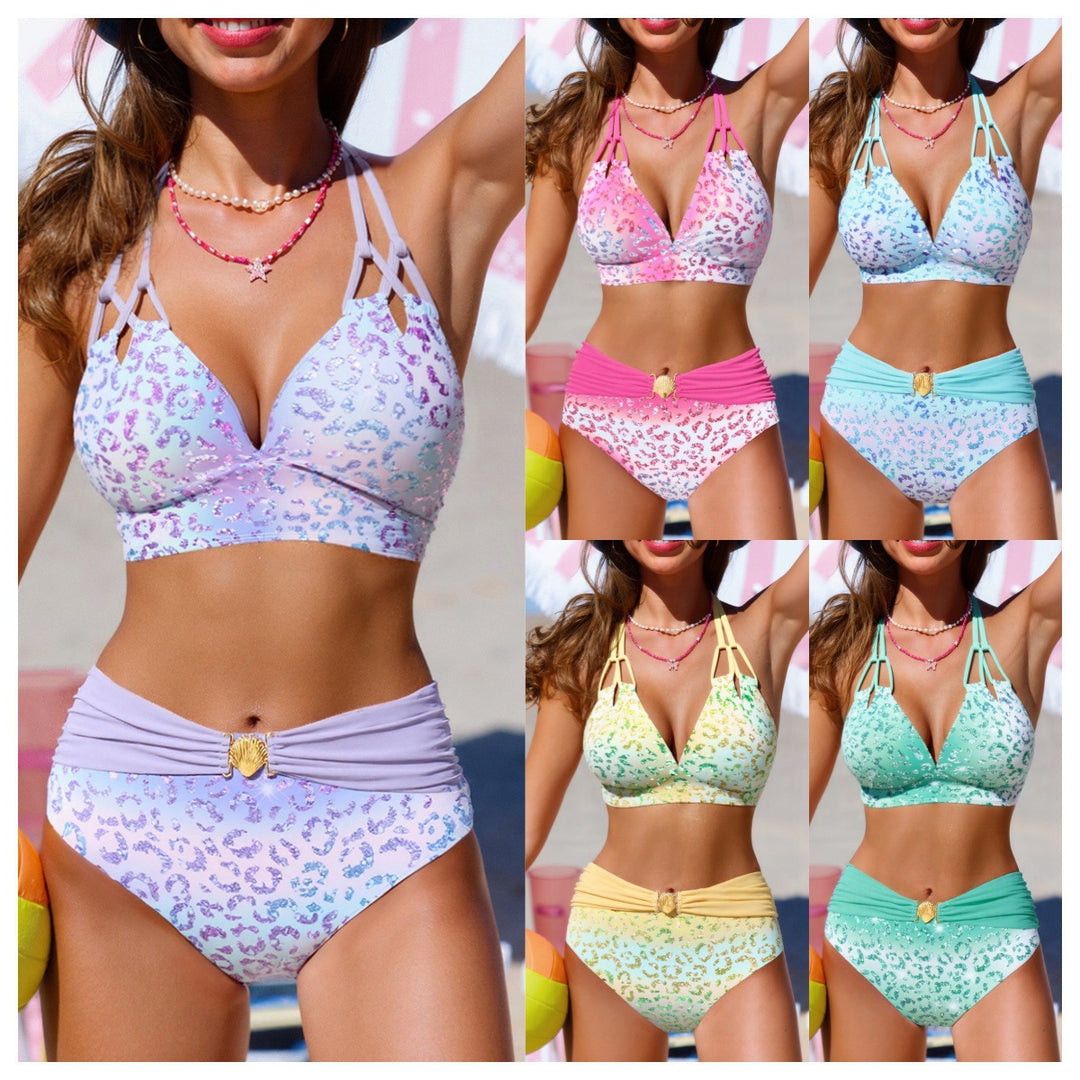 Women's High-Cut Bikini Set with Fashionable Straps Mune Fashion