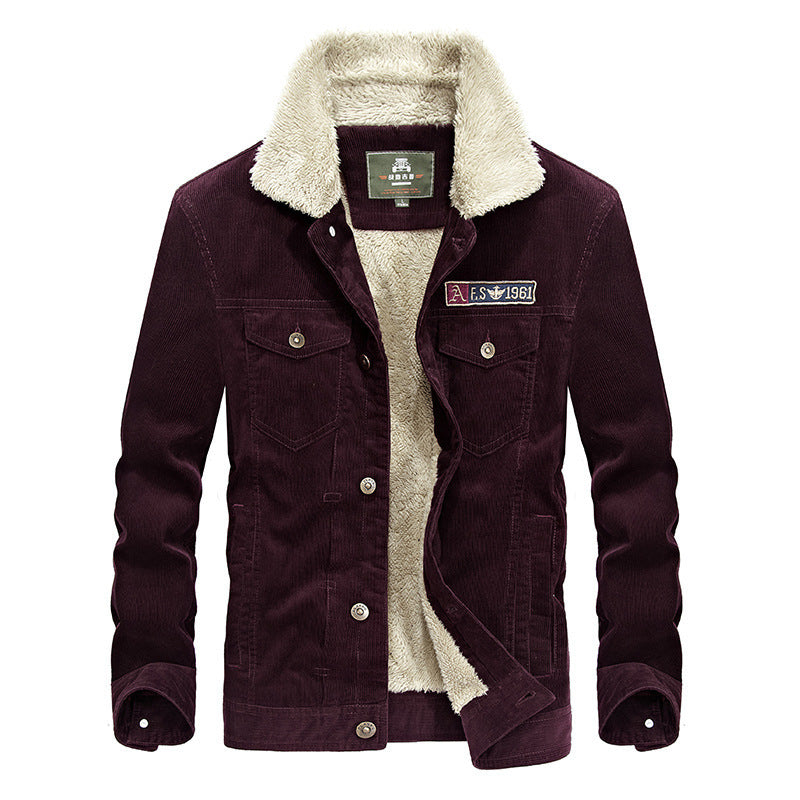 Men's trucker cord jacket with teddy lining and patch chest pockets Mune Fashion