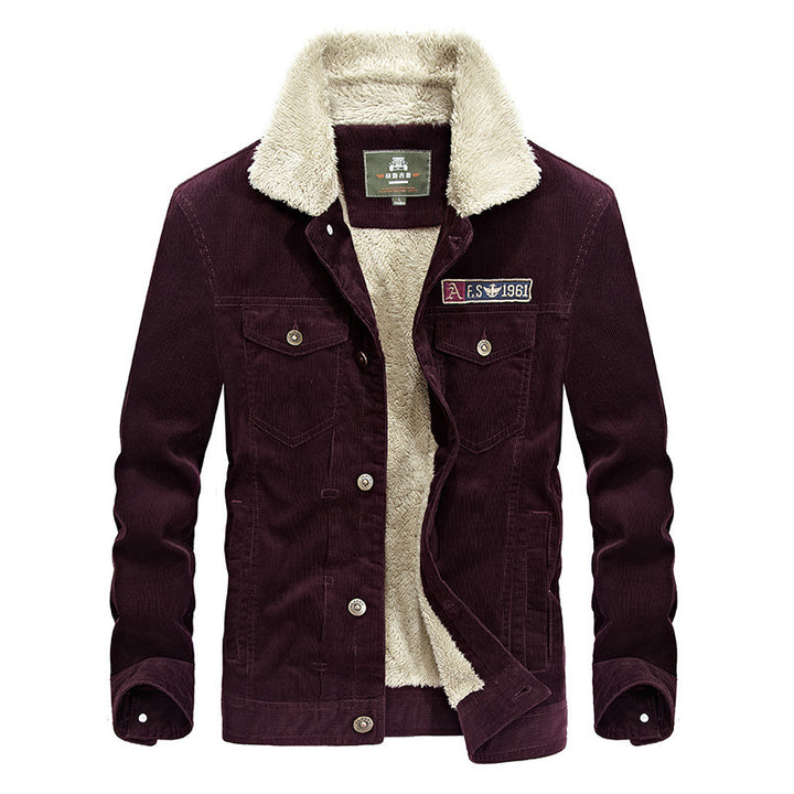 Men's trucker cord jacket with teddy lining and patch chest pockets Mune Fashion