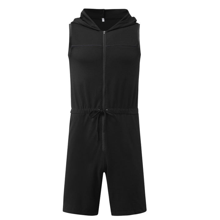 Men's sleeveless hooded overall with full zipper and drawstring Mune Fashion