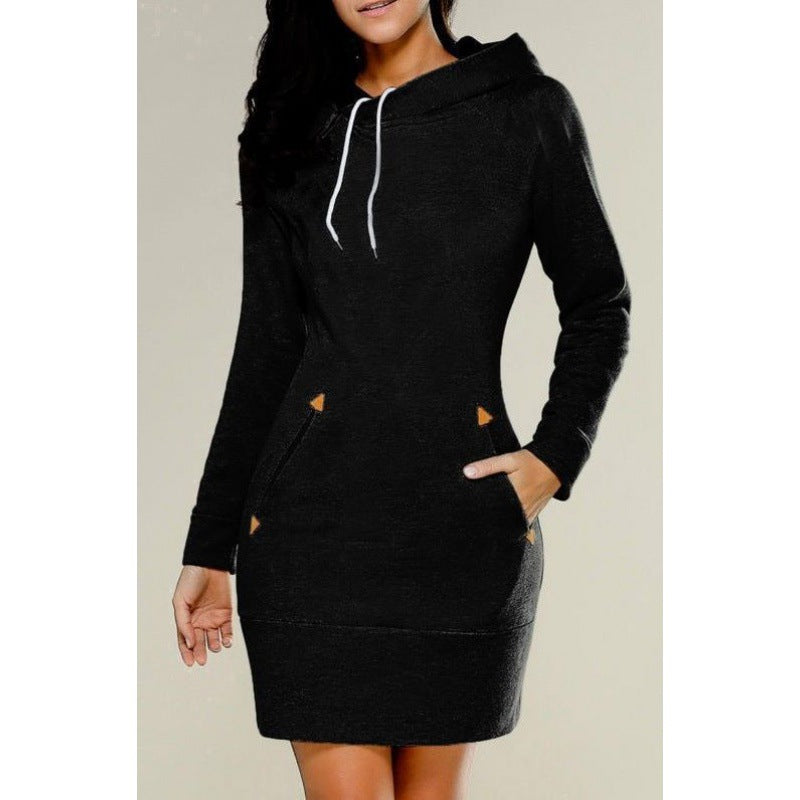 Women's hoodie dress made of sweat fabric with kangaroo pockets and tailored fit Mune Fashion