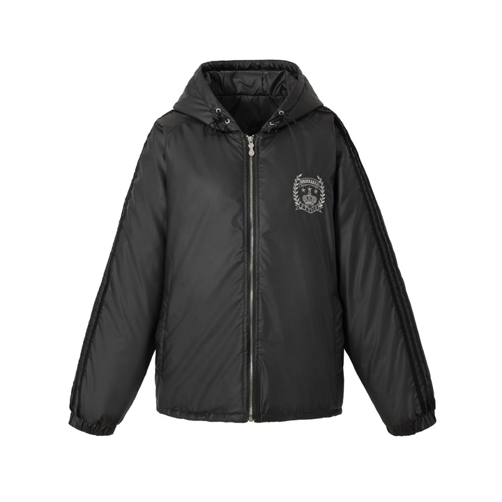 Unisex Boxy-padded Hoodie with Embroidered Coat of Arms Mune Fashion