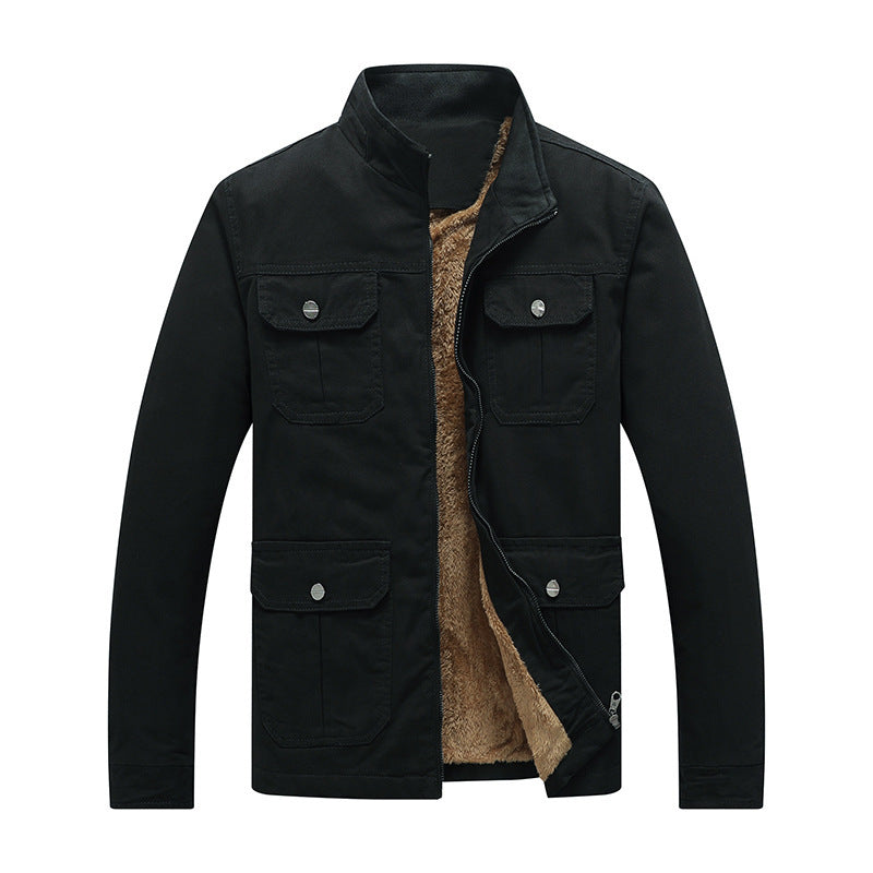 Men's Utility Field Jacket made of cotton canvas with teddy lining and stand-up collar Mune Fashion
