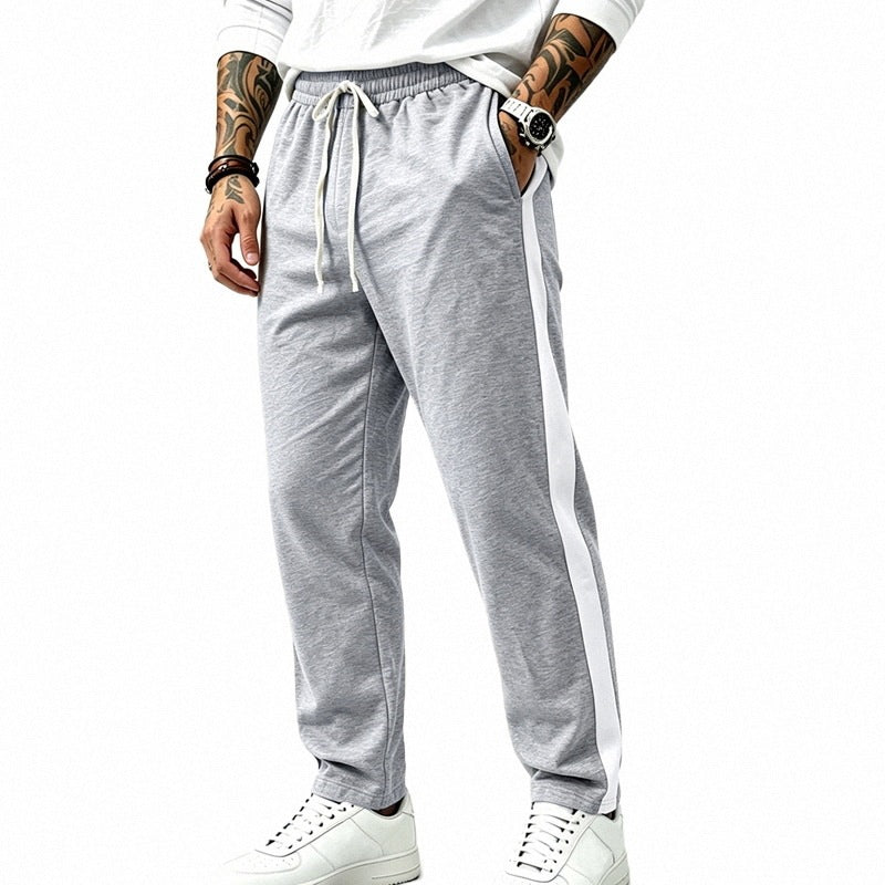 Men's Athletic Jogging Pants with Contrast Stripes, Elastic Waistband and Straight Leg Mune Fashion