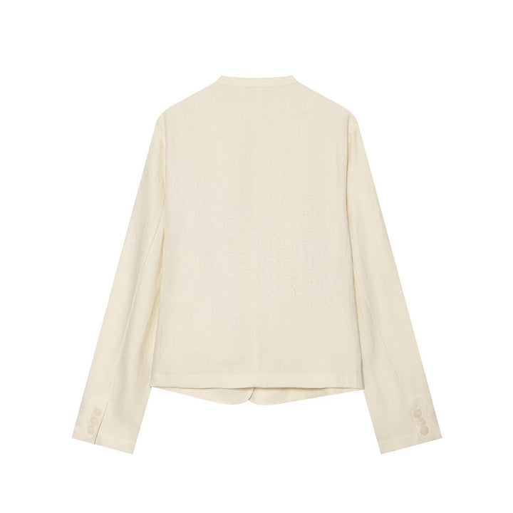 Women's short blazer without collar with straight hem and three buttons Mune Fashion