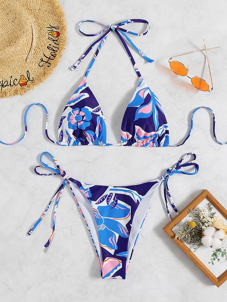 Women Triangle Bikini with stunning floral design and sophisticated lacing details Mune Fashion