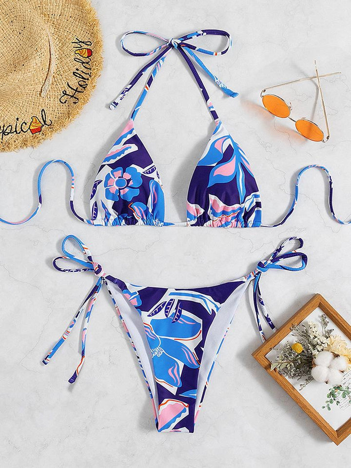 Women Triangle Bikini with stunning floral design and sophisticated lacing details Mune Fashion