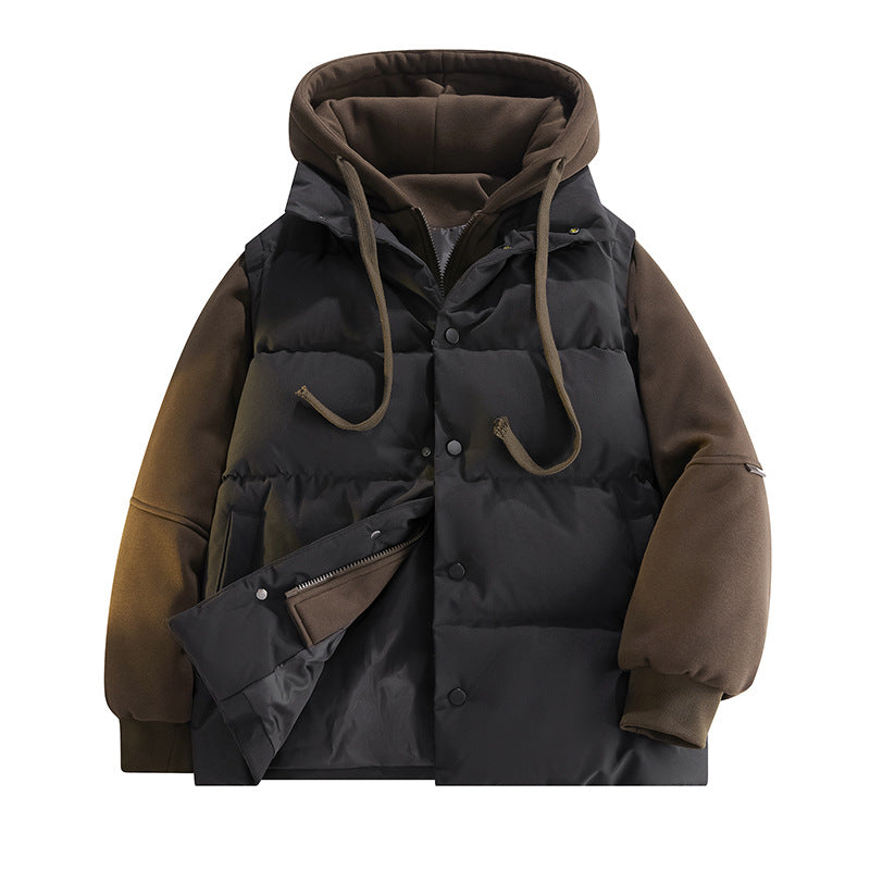 Men's Nano Hybrid Padded Jacket with Fleece Sleeves, Hood and Concealed Snap Fastener Mune Fashion
