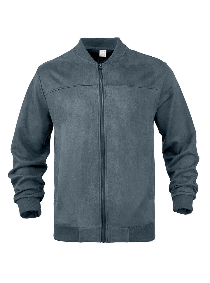 Men's suede bomber jacket with elastic ribbed cuffs Mune Fashion