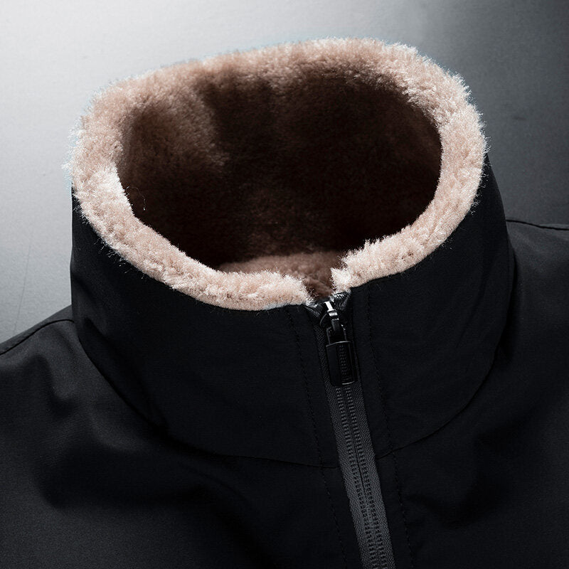 Men's Quilted Transitional Jacket with Teddy Lining and High Stand-Up Collar Mune Fashion