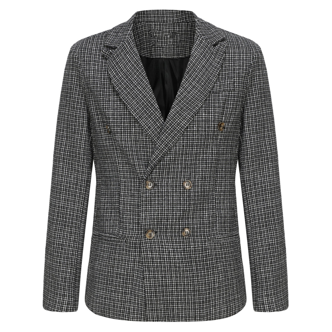 Men's Double-Breasted Tweed Blazer with Distinctive Lapels and Tailored Silhouette Mune Fashion