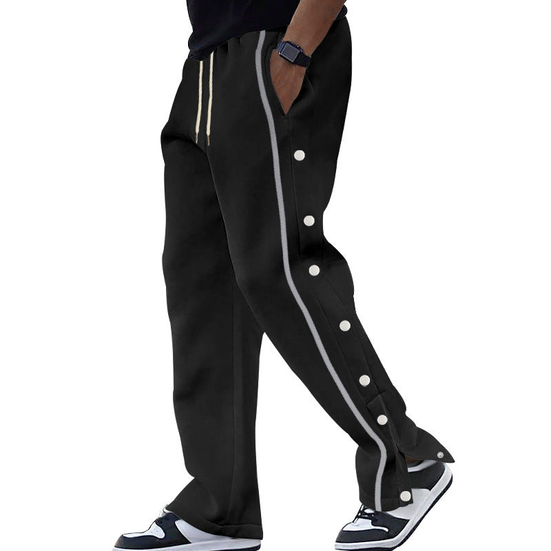 Men's side button jogging pants with contrast stripes and drawstring Mune Fashion