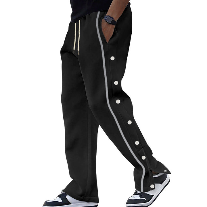 Men's side button jogging pants with contrast stripes and drawstring Mune Fashion