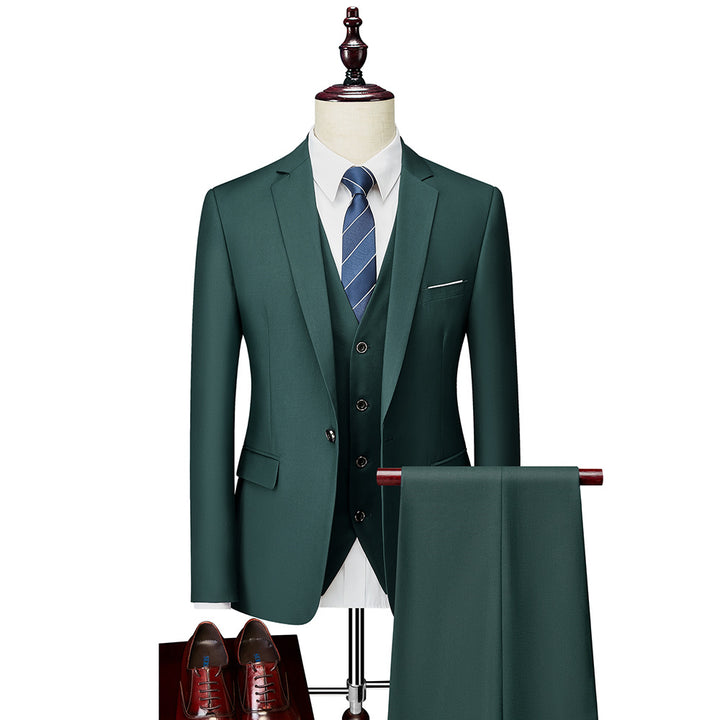 Men's Three-Piece Slim-Fit Business Suit with Vest and Slim Silhouette Mune Fashion