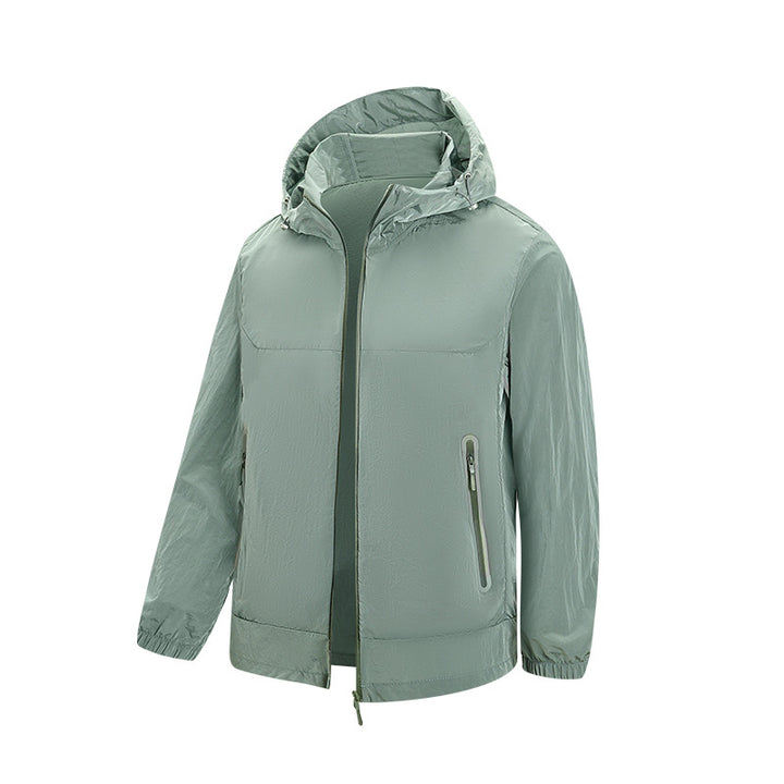Men's Lightweight Hooded Windbreaker with Water-Repellent Membrane and Reflective Zipper Pockets Mune Fashion