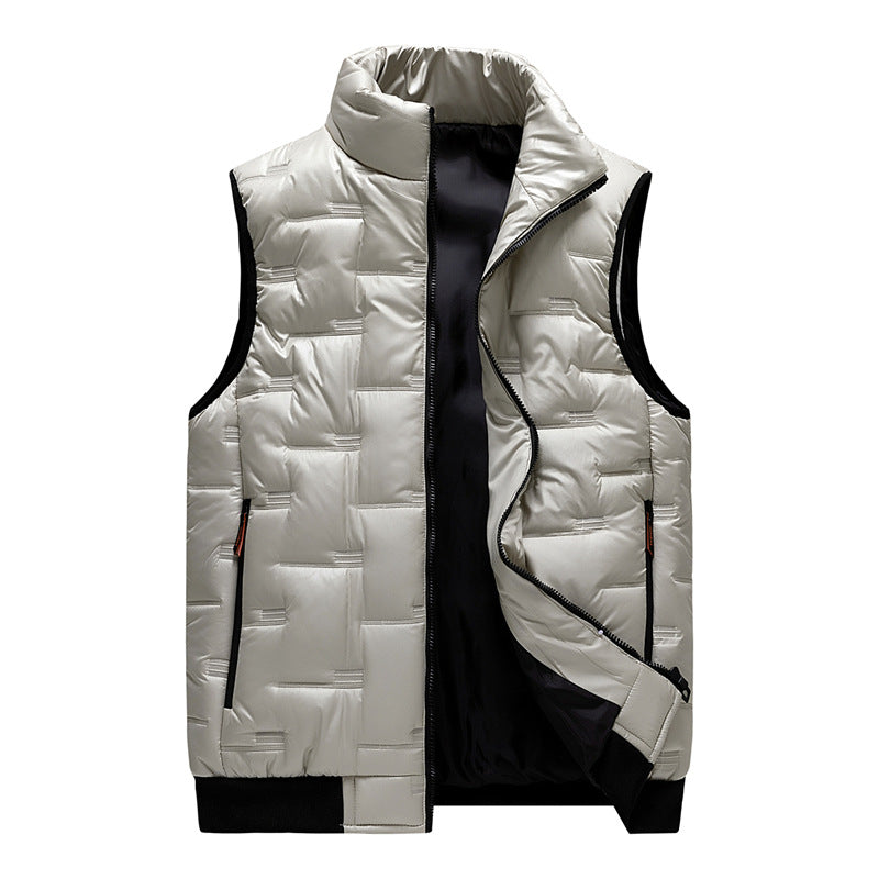 Men's Lightweight Thermal Quilted Vest with Box Quilting, Stand Collar and Elastic Hem Mune Fashion