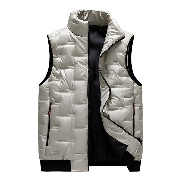 Men's quilted thermal vest with a high stand-up collar, windproof microfiber outer layer, and concealed zip pockets Mune Fashion