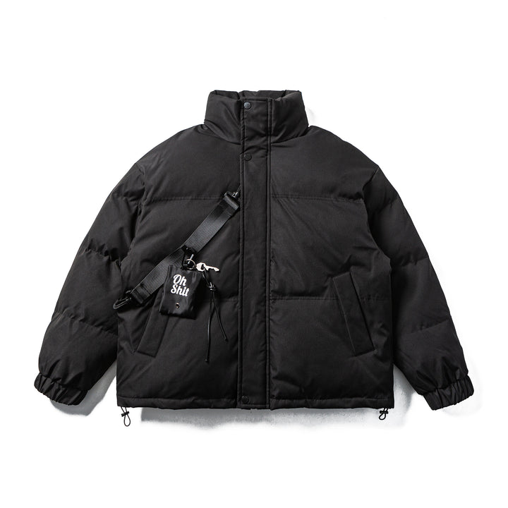 Unisex Boxy-padded Puffer jacket with high standing collar, adjustable hem and utility belt Mune Fashion