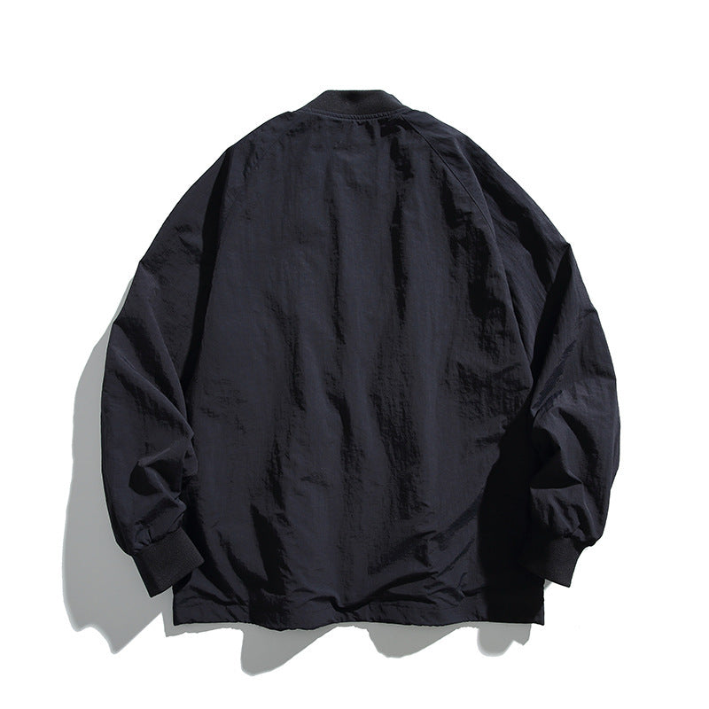 Unisex Oversized Lightweight Transitional Jacket with V-Neck and Snap Button Placket Mune Fashion
