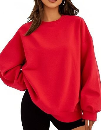 Women Oversized Sweatshirt with Round Neck, extra soft French Terry and dropped Shoulder Mune Fashion