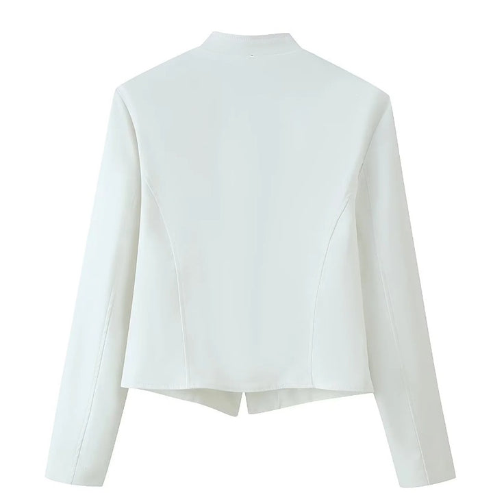 Women Military Inspired Short Stand Collar Jacket with Decorative Cords and Brass Buttons Mune Fashion