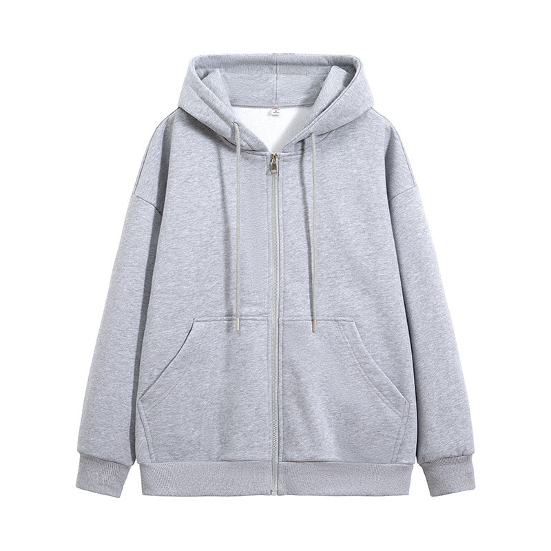Unisex Oversize Hoodie Fleece Jacket with Boxy Cut and Metal Zipper Drune