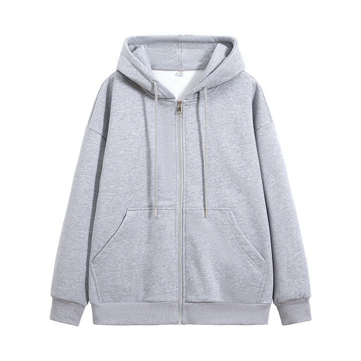 Unisex Oversize Hoodie Fleece Jacket with Boxy Cut and Metal Zipper Drune