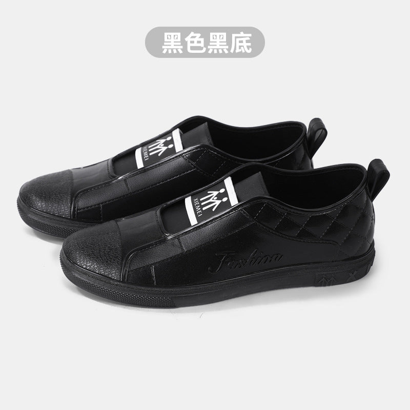 Women Casual Slip-On Sneakers in Leather Look with Quilted Heel and Contrasting Rubber Sole Mune Fashion