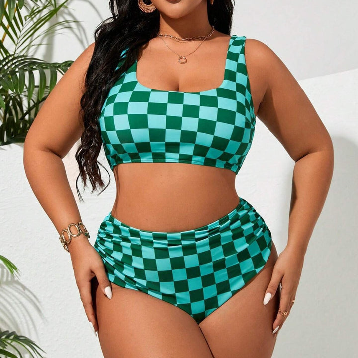 Women’s Bikini Set with Fashionable Check Pattern Mune Fashion