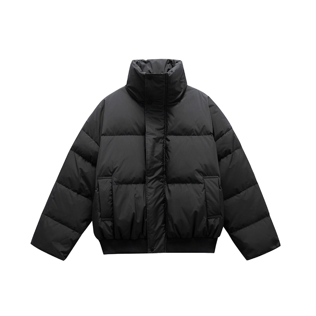 Unisex Boxy padded short jacket with high stand collar and elastic hem Mune Fashion