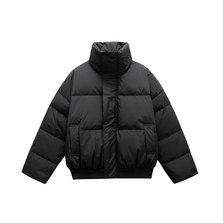 Unisex Boxy padded short jacket with high stand collar and elastic hem Mune Fashion