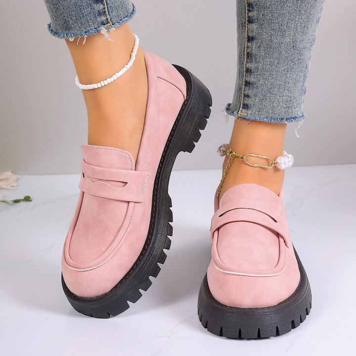 Women's Thick Sole Loafers in Suede Look with Comfort Insole Mune Fashion
