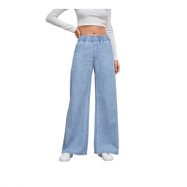 Women’s high-waist wide jeans with elastic waistband and flared leg Mune Fashion