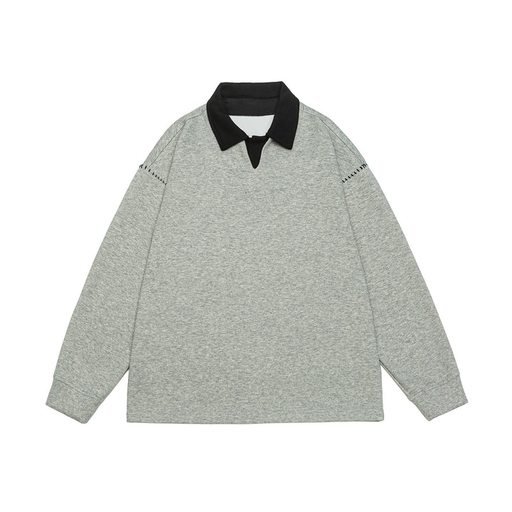 Unisex Oversize Polo collar sweatshirt with contrast collar and decorative perforation Mune Fashion