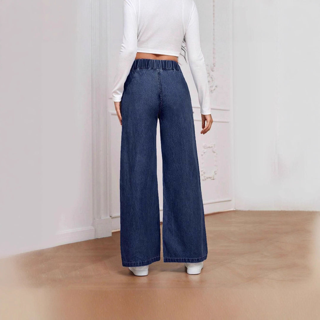 Women’s high-waist wide jeans with elastic waistband and flared leg Mune Fashion