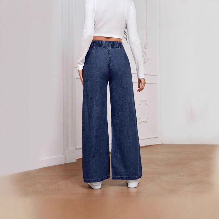 Women’s high-waist wide jeans with elastic waistband and flared leg Mune Fashion