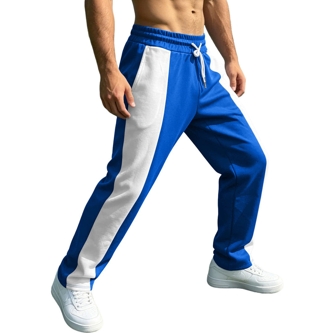 Men's sporty jogging pants with contrasting side inserts, elastic waistband, drawstring, and side pockets Mune Fashion