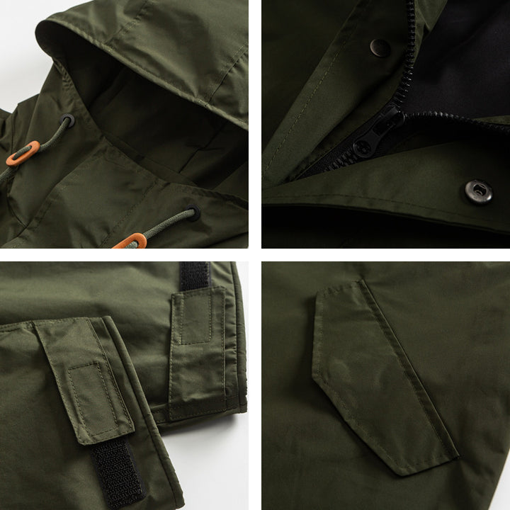 Unisex Oversize Wind and Waterproof Parka with Hood and Fish Tail Hem Mune Fashion