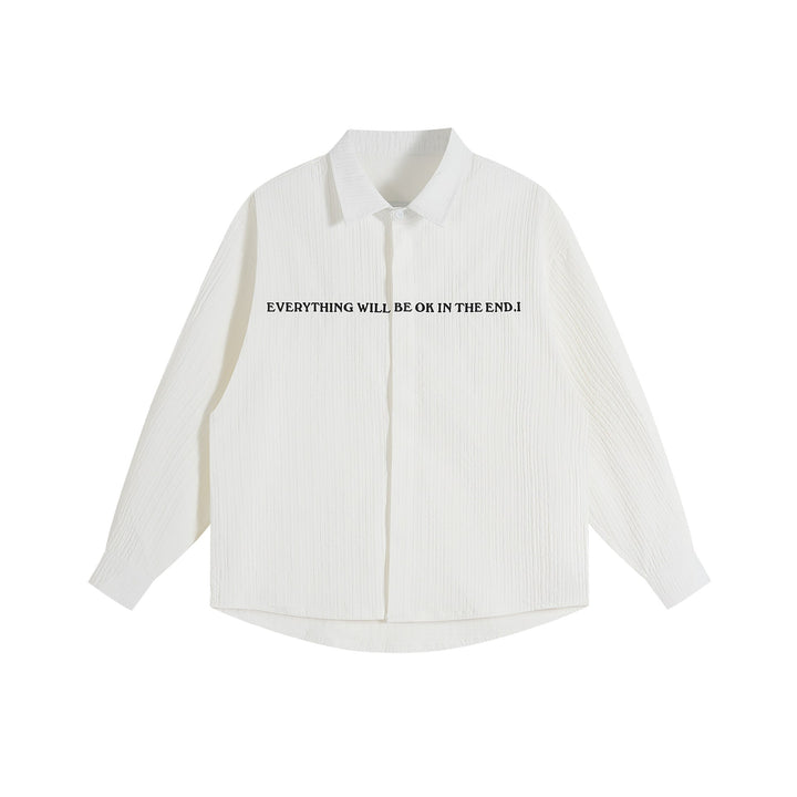 Unisex Oversize Textured Shirt Jacket with Concealed Button Placket and Statement Embroidery Mune Fashion