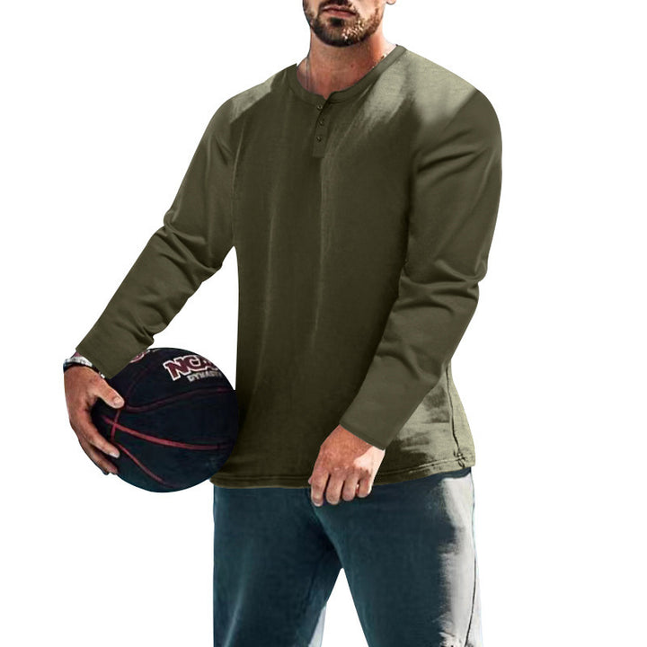 Men's Long Sleeve Henley Top made from Cotton Blend Slim Fit Mune Fashion